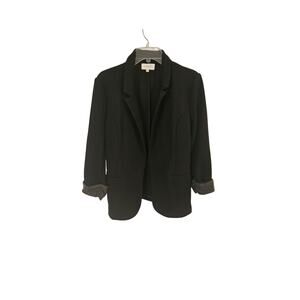 Skies are Blue Blavk 3/4 sleeve Black Blazer Open Front Relaxed Fit